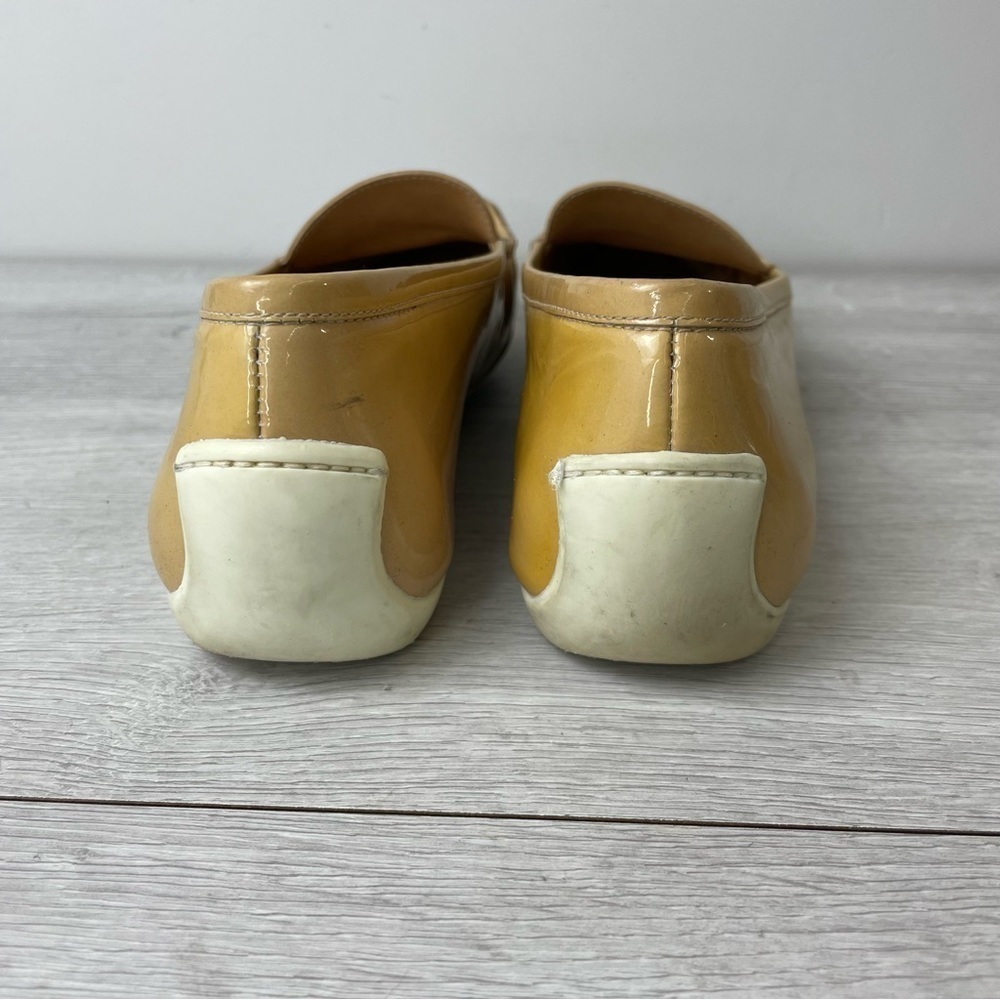 Stuart Weitzman Mach 1 Adobe Aniline Tan Patent Leather Driving Loafers Size 9.5 - Picture 4 of 11